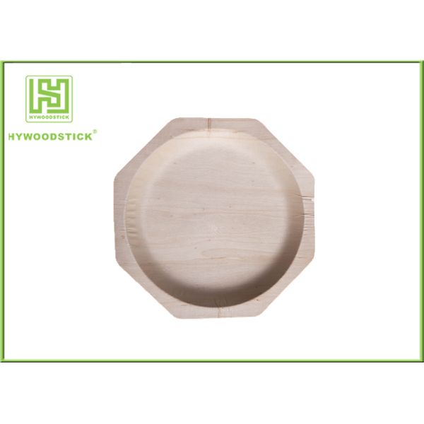 Wooden Salad Plates Disposable Party Tableware , Safe Wooden Cake Plate For Kids