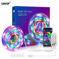 Lâmpadas de banda de LED USB Remote inteligente Bluetooth Música 5050 Light Strip Set