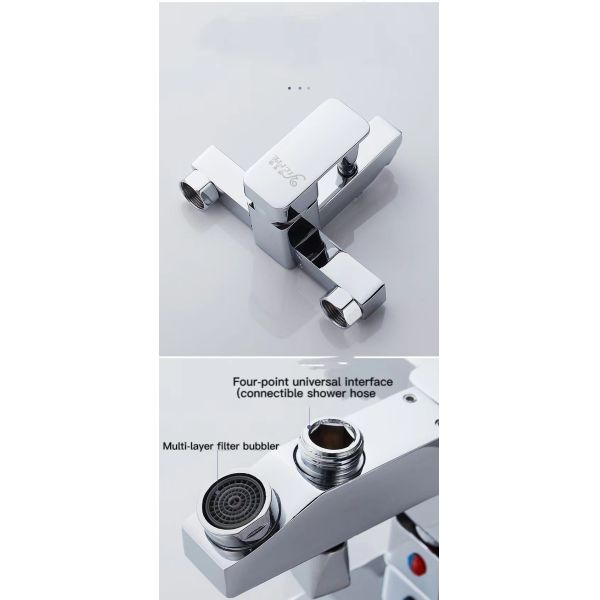 Triple Aluminum Shower Head Square For Bathroom Bathtub Electroplated Copper