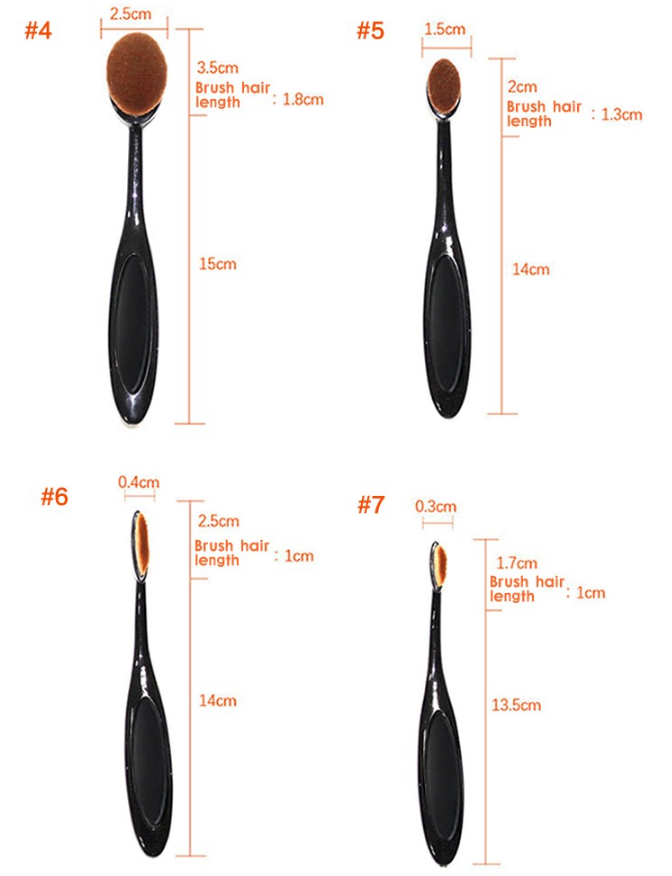 Cosmetics Full Makeup Brush Set , 10 Piece Oval Toothbrush Makeup Brushes