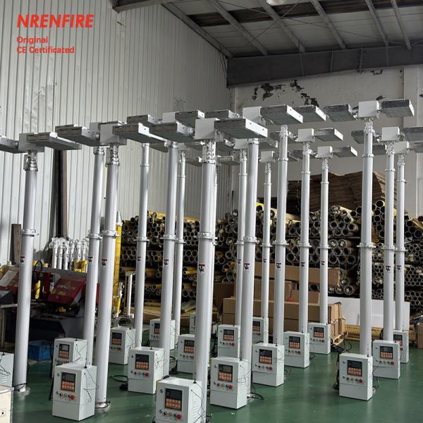 6m mobile pneumatic telescoping light mast tower for fire truck-pan tilt unit-remote control