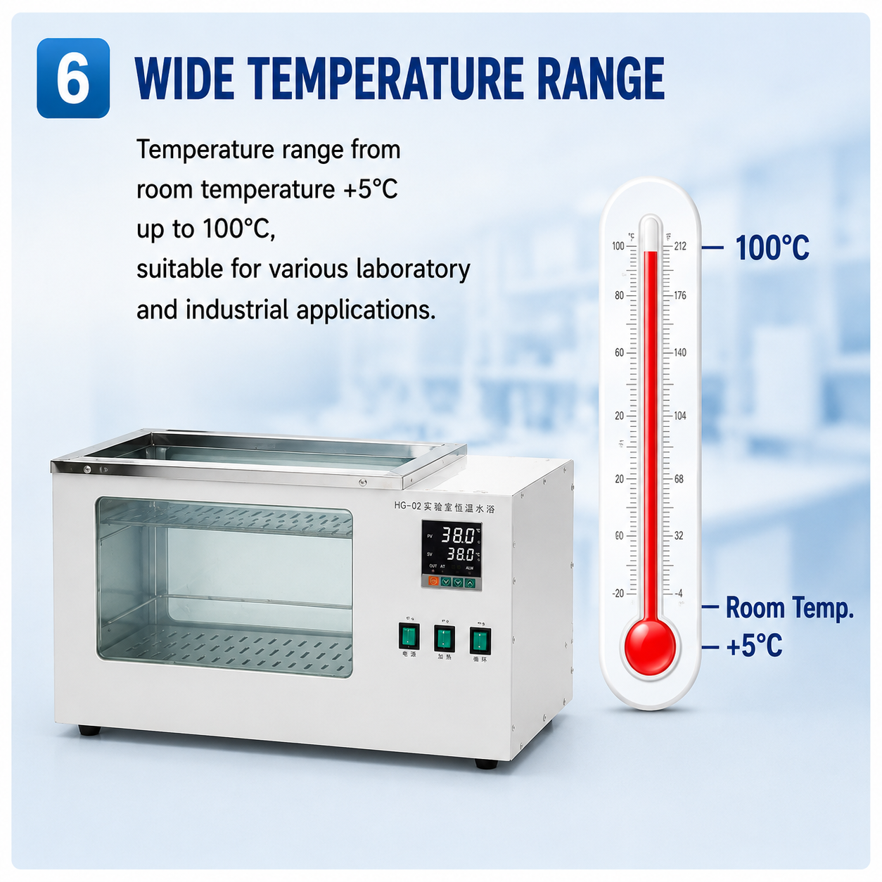 Cenlee Thermostatic Water Bath 304 Stainless Steel Digital LED RT+5-100C Large Capacity Circulating Bath for Chemical Pharma Lab