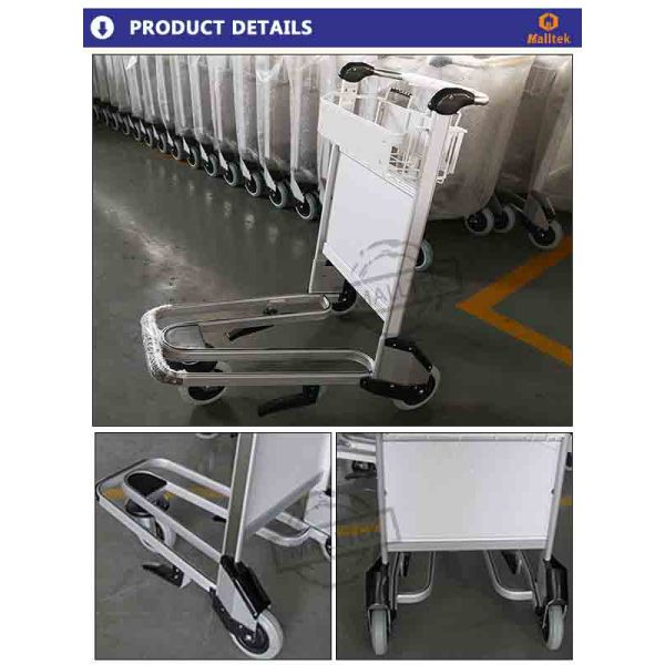 Intermational Airport Aluminum Alloy Airport Luggage Trolley With Brake