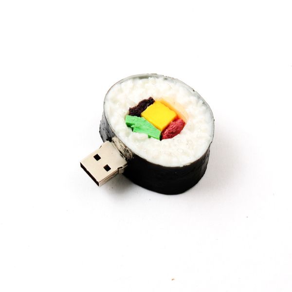 Суши в форме USB 2.0 интерфейс Персонализированные USB флэш-накопители с печатным логотипом сзади