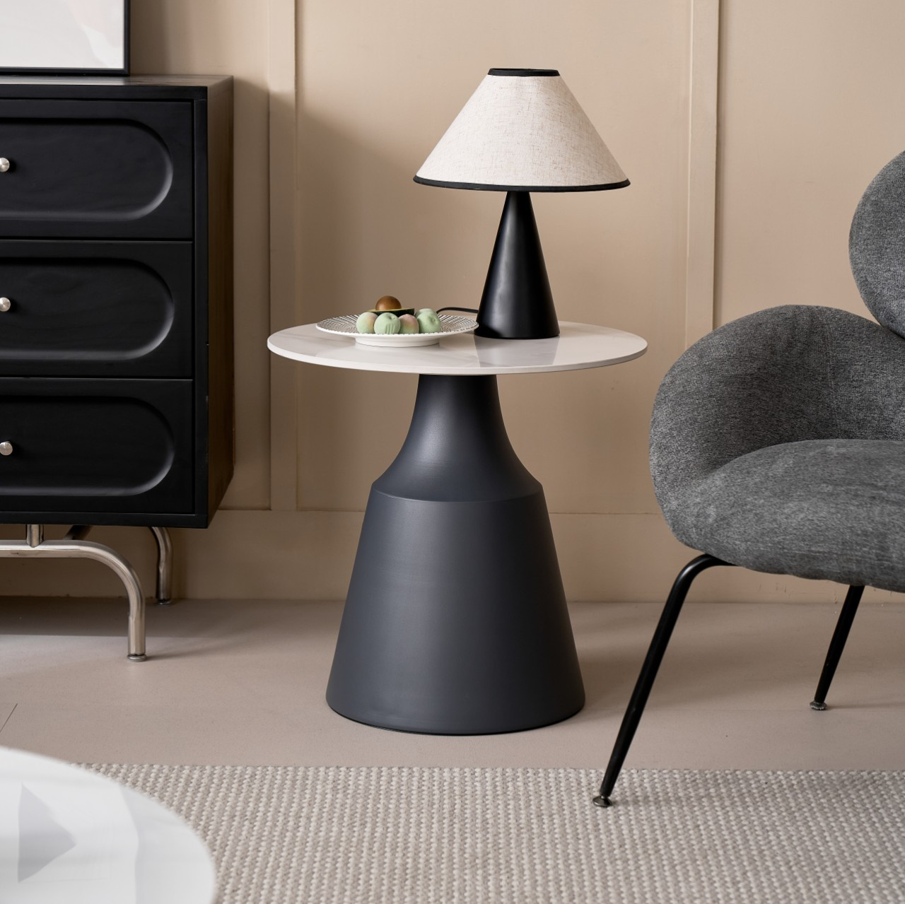 Modern Nordic Style Round Coffee Table Set for Small Spaces Living Room Furniture with Sofa Side Table Balcony