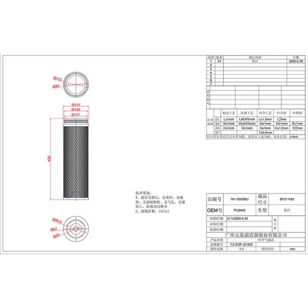 Air Filter Element CF 1440 For Irisbus Access II F2BE0642B F2BE0642A