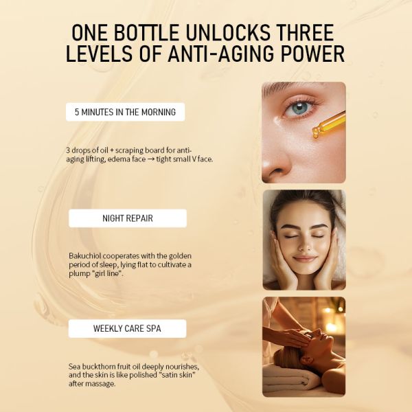 Antioxidante Nutrición del rostro Esencia de aceite de espino de mar Cuidado de la piel para la piel sensible y roja