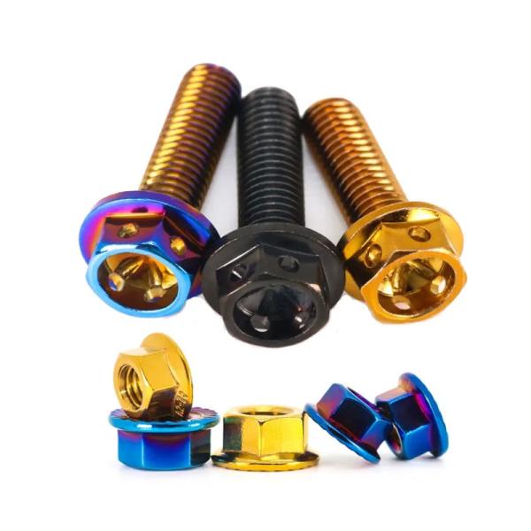 DIN6921 M12 Gr5 Boulons en alliage de titane anodisés à tête hexagonale
