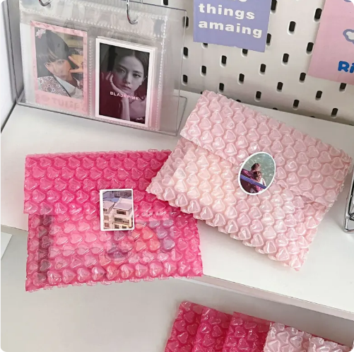 Heart Shaped Pink Bubble Mailing Bag Waterproof Tear-Resistant Love Bubble Wrap Sheet For Gift Packaging