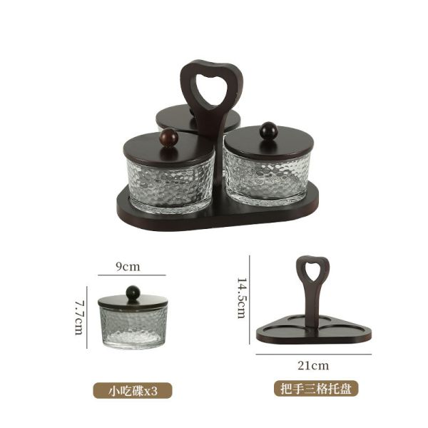Container Set 4 Jars Glass Snack Container with Wooden Plate and Lid US