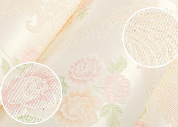 Beige Floral Pattern Non Woven Wallcovering , Interior Decorating Wallpaper SGS CSA