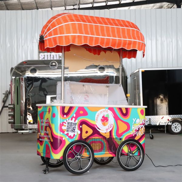 2023 New design coffee tricycle bike food cart for mobile business Ice Cream Cart Gelato Bike