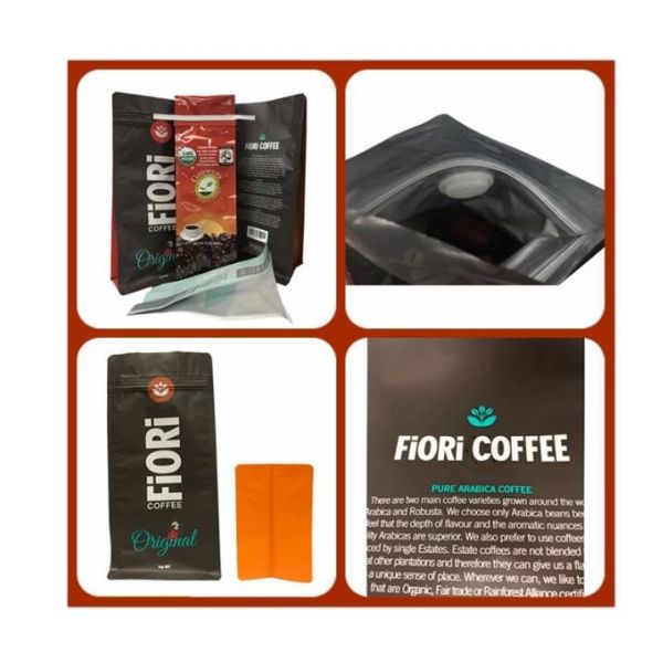 High-end Vivid Printing Strong Sealing  Recycling Custom Design 1kg Coffee Bags with k