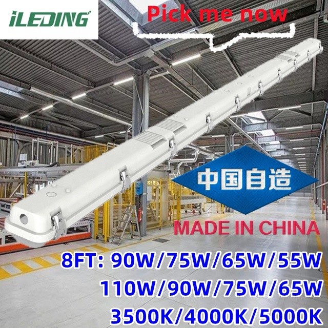 85 CRI LED Vapor Tight Garage Light Fixture Switchable 2FT Tri-proof Light for Workshop IP66 Waterproof