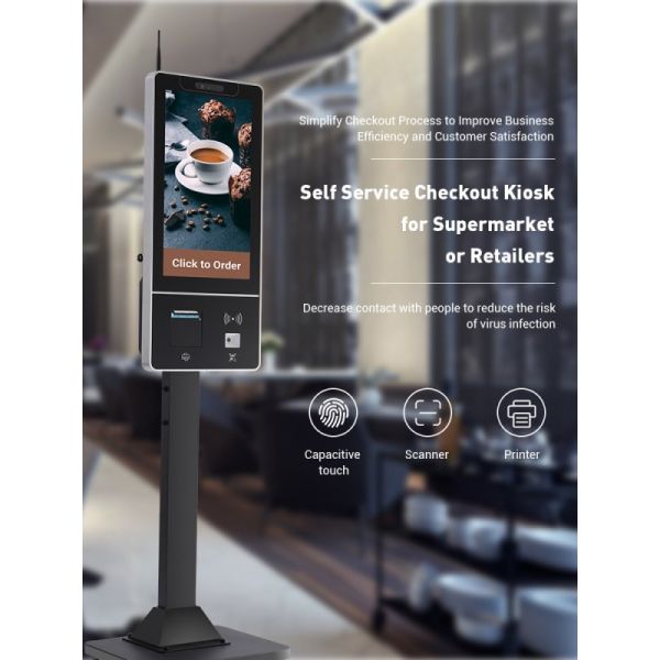 Self Service Kiosk with 1920x1080 Resolution Intel Core I5 and Wall Mount for Efficient Ordering System