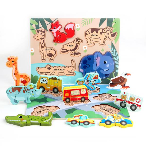 Wholesale Three-dimensional Buckle Scene Puzzle Oem Odm Kids Early Learning Enlightenment Dinosaur Cognition Scratching Board