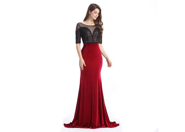 Customized Velvet Fabric European Style Evening Dresses for Women Party