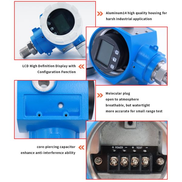 Water Treatment Small Pressure Sensor WNK4S 4 - 20mA Modbus With LCD Display