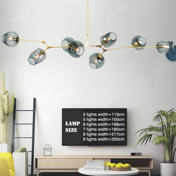 Multi Heads Lampshade 15*16.5mm Glass Modern Hanging Light Fixtures