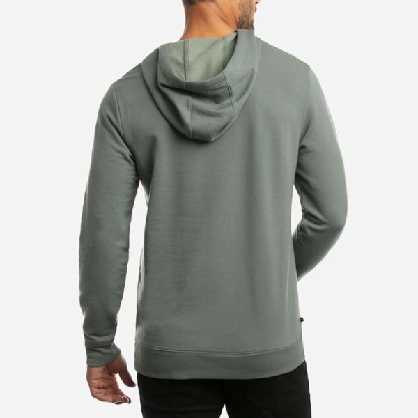 Custom Logo Knit Embroidered Men Hoodies Cotton Blank Drawstring Slim Side Pocket Hoodie