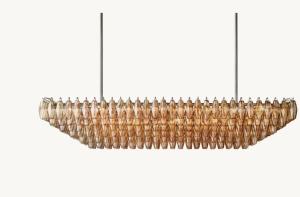 Chiara Smoke Glass Tiered Rectangular Chandelier 74"