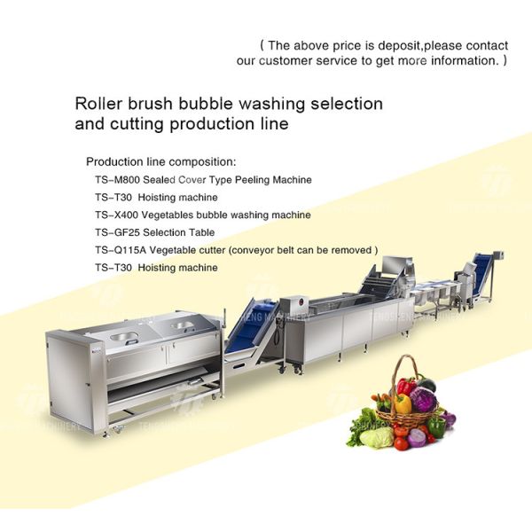 Vegetable Hair Roller Bubble Washing Selection Cutting Machine Production Line