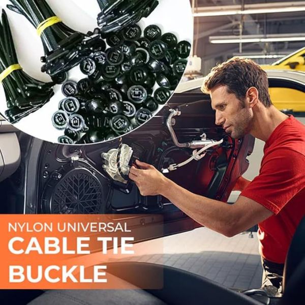 Nylon Car Cable Ties Self Locking Plastic Cable Fastener Universal With Hook Loop
