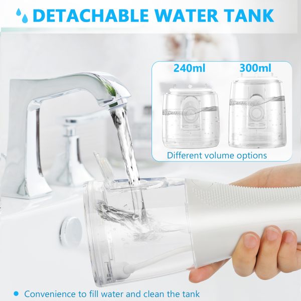 IPX7 Rechargeable Water Jet Teeth Cleaner 300ml Portable Electric Oral Irrigator
