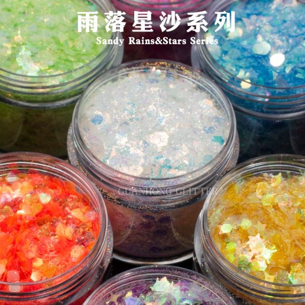 Glass Tumbler Chunky Hex Glitter Sparkle Mix Powder Stars Flowers Moons Hearts