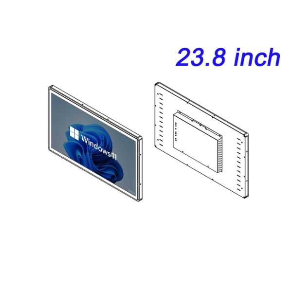 23.8 Inch Fully Enclosed Industrial Embedded Dustproof Horizontal Board Resistance TouchScreen LCD Monitor