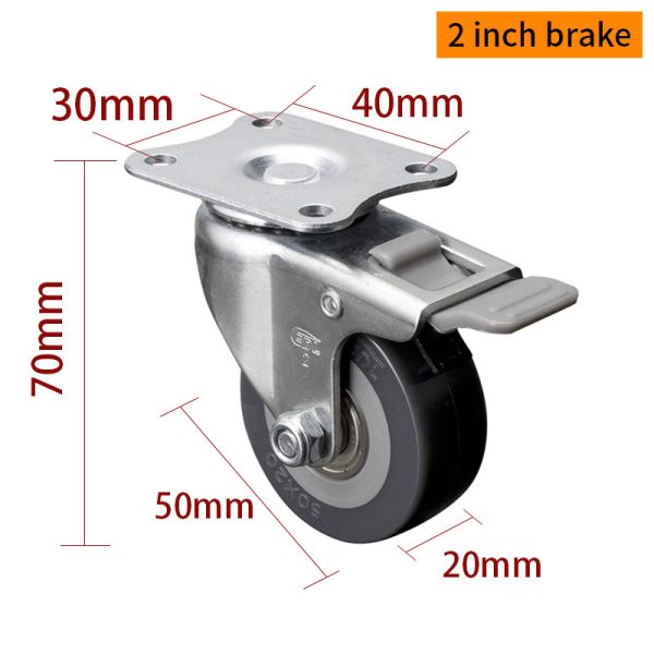 40 kg 2 pulgadas 50 mm Mini ruedas de ruedas de ruedas TPU pequeñas ruedas de ruedas pequeñas 262P-76