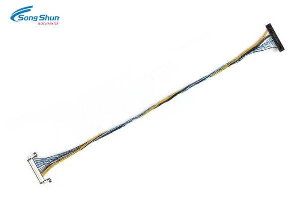 LCD Display LVDS Cable Assembly Flat Television Set Customized Length 28AWG