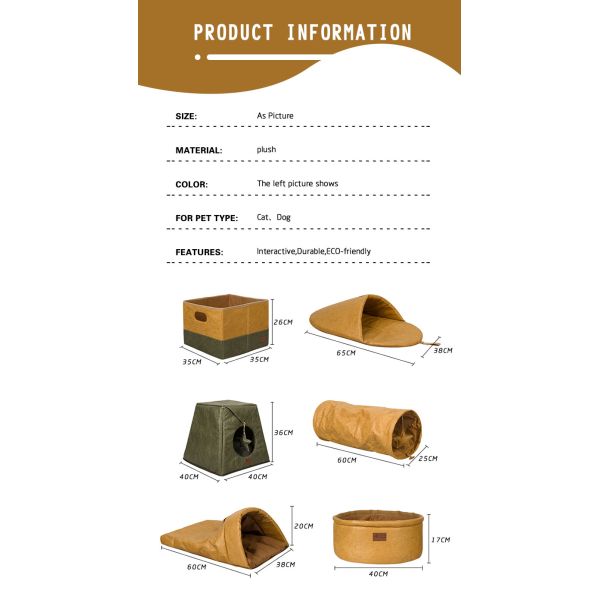 Novelty Paper Cooling Pet Mat Tunnel Cat Bed Yellow Green