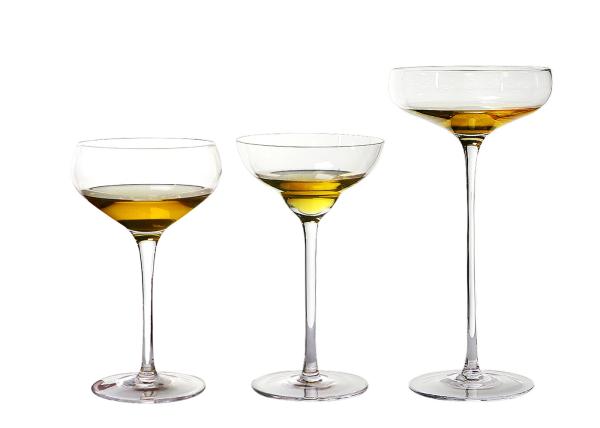 Hot Cutting Clear 200ml Hand Blown Margarita Glasses For Home Deco