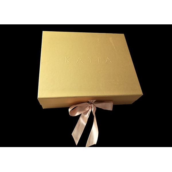 Golden Paper Folding Magnetic Packaging Gift Boxes Hard For Hair Wigs