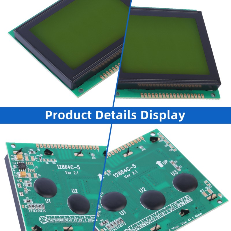 Yellow Green Film 12864C-5 Supports 5V And 3.3V Optional 128X64 Dots LCD Module Display With Backlight SBN0064
