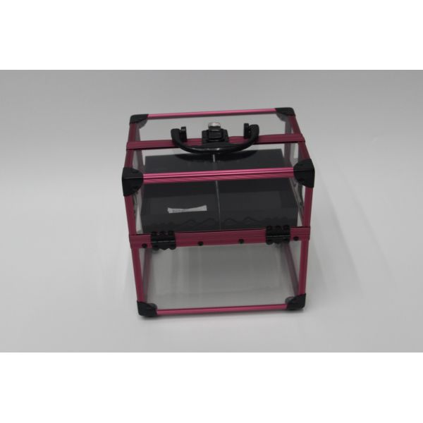 Акриловая алюминиевая Lockable коробка макияжа, случай макияжа небольшого размер