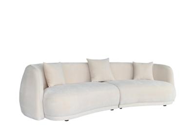 Beige Fabric Couch Sectional Two Pieces Sofa Set High Density Sponge Padded Seats