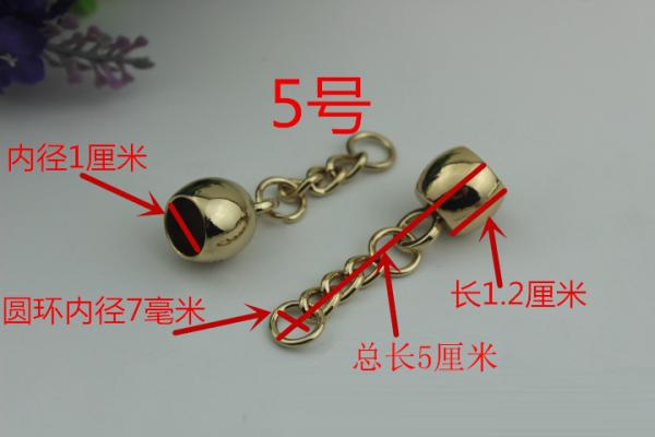 India style zinc alloy handbag hardware custom light gold 10 mm metal tassel cap