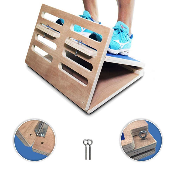 Blue Portable Wooden Calf Stretcher Adjustable Wooden Fitness Equipment