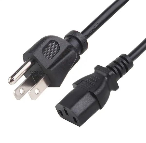USA 3 Pin NEMA 5-15P Plug to IEC 320 C13 Power Cords Set PVC 1.8M 1800mm Black 3 Pin Plug UL Power Cable
