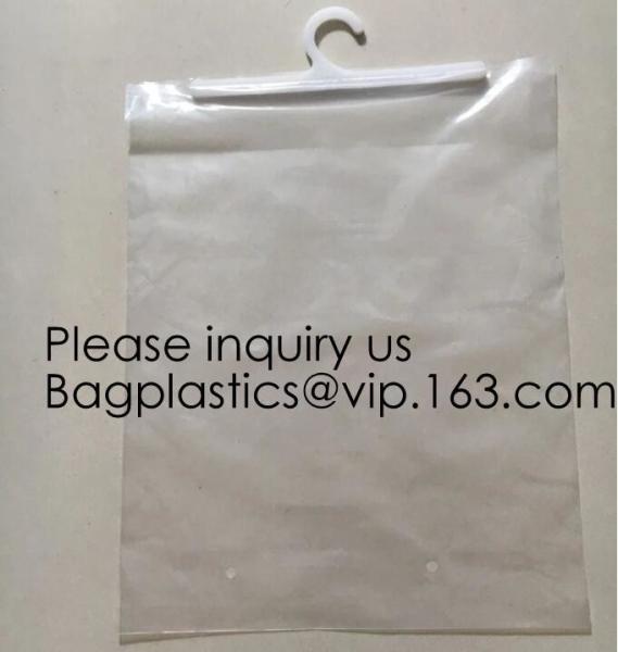 biodegradable Cloth Underwear Hanger Packaging Bag With Snap Button, Eco-Friendly Hook Garment Bag