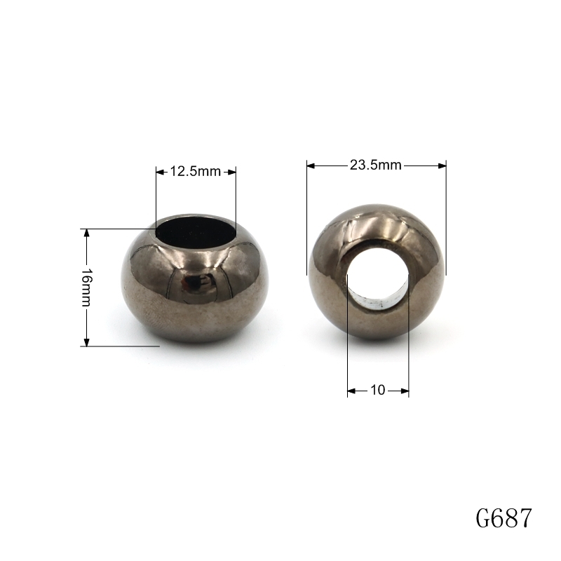 Gun Metal Polish Round Bead Zinc Alloy Logo Bead Custom Size Shape Bead For Bracelets Jewelry Making