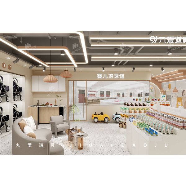 Customized ISO9001 Retail clothing Baby Store Furniture Display Counters 75 CBM