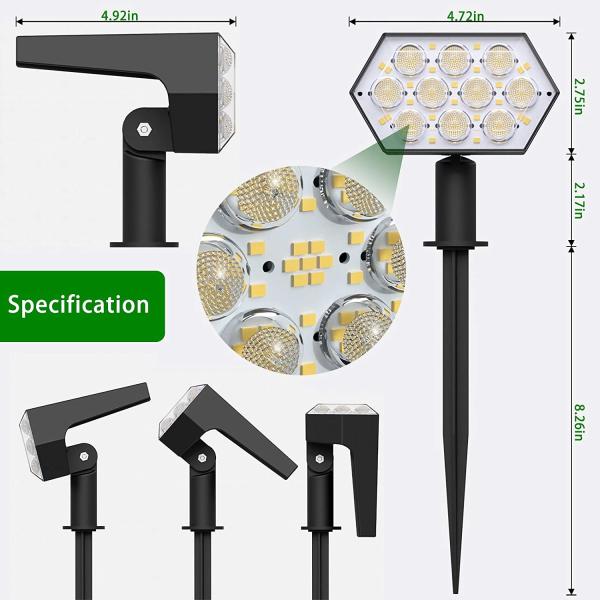 Solar Landscape Spotlights 92 LEDs,IP65 Waterproof 2-in-1 Wireless Outdoor Solar Powered Wall Lights