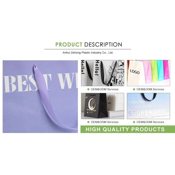 Custom Clothing Packaging Black Kraft Paper Bag with Logo and Recyclable Handle Types
