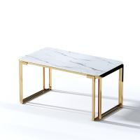 Jambe blanche d'or de miroir de couleur solides solubles de marbre de Rectanagle de table de salle à manger supérieure du bâton