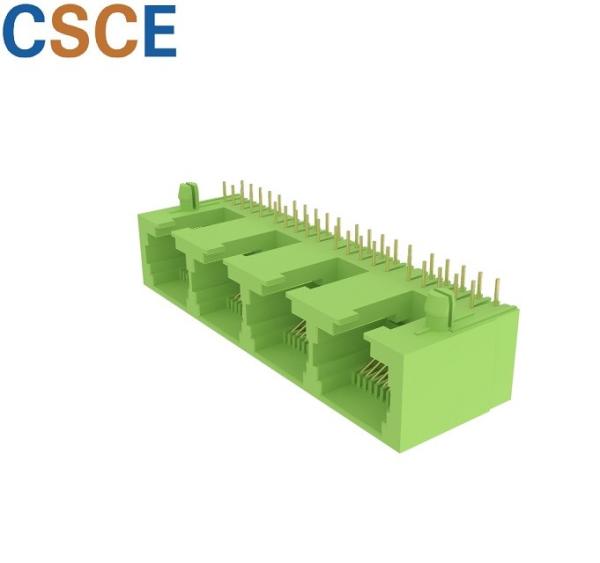 Gigabit Ethernet 10 Pin RJ45 Connector Current Rating 1.5A With Post Tap Down Connector