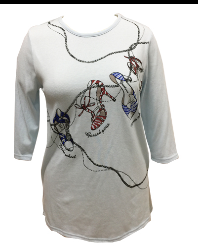 Ladies Casual Wear 3/4 Sleeve / Ladies Softness T Shirt Big Printing In Front