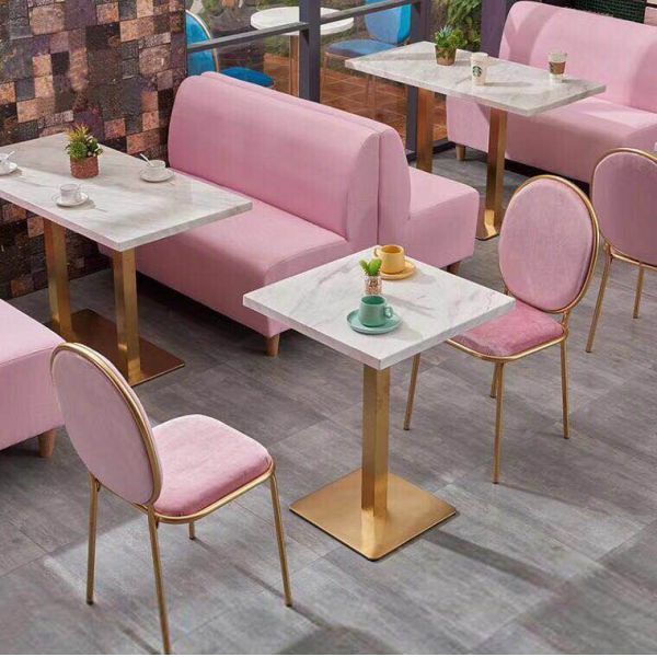 Nordic Western Restaurant Artificial Marble Dining Table and Chair Sofa Sets